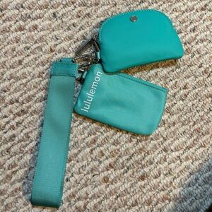Lululemon Paradise Green and Vapor Dual Pouch Wristlet